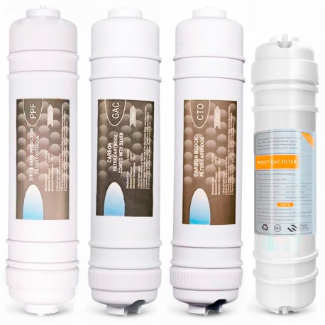 4-teiliger Ersatzfilter-Kit für Umkehrosmose - Schnelle Verbindung 1/4" Typ I