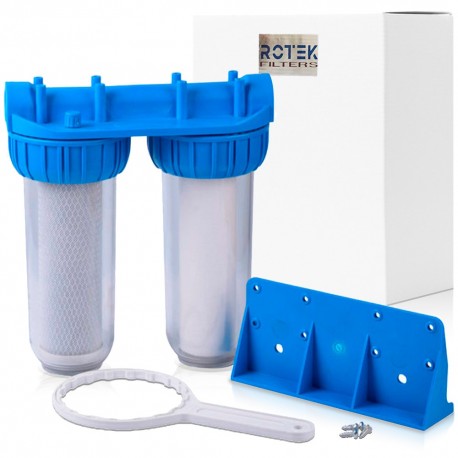 Doppel-Wasserfilter 10" Sediment + Aktivkohle CTO | NSF-zertifiziert, BPA-frei, RoHS